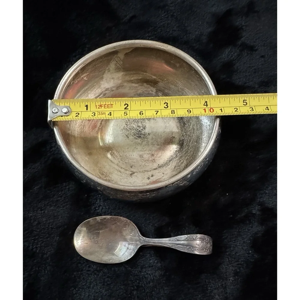 Vintage King Edward Silver Plated Copper Baby Bowl & Community‎ Baby Spoon Set